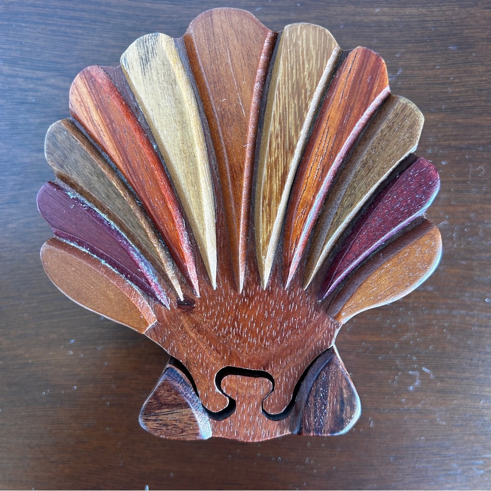 Seashell Wooden Puzzle Trinket Box